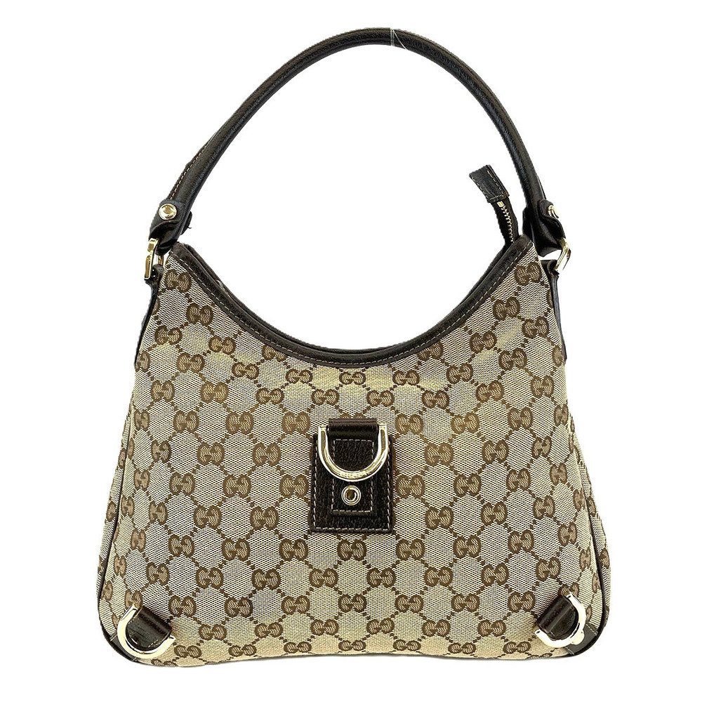 GUCCI GG Canvas Abbey Handbag Shoulder Bag Beige Brown